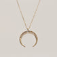 14K Solid Gold Crescent Half Moon Necklace