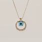 14K Solid Gold Minimalist Evil Eye Bead Bagel Necklace