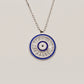 14K Solid Gold Trapeze Evil Eye Navy Blue Necklace