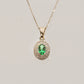 14K Solid Gold Double Row Oval Emerald Necklace