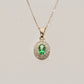 925 Sterling Silver Double Row Oval Emerald Necklace