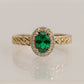 14K Solid Gold Oval Emerald Ring