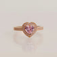 14K Solid Gold Pink Heart Shaped Ring