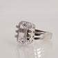 14K Solid Gold Big White Baguette Ring