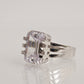 925 Sterling Silver Big White Baguette Ring