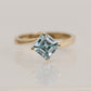 14K Solid Gold Blue Aquamarine Ring