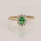 14K Solid Gold Oval Entourage Green Ring