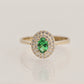 14K Solid Gold Double Row Entourage Green Ring