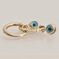 14K Solid Gold Hoop Evil Eye Earrings