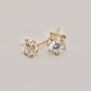 14K Solid Gold Crown Solitaire Stud Earrings