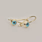 14K Solid Gold Thin Evil Eye Halo Hook Earrings