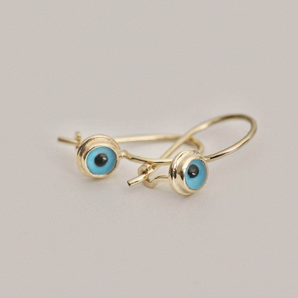 925 Sterling Silver Thin Evil Eye Halo Hook Earrings