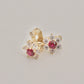 14K Solid Gold 6 Stones Rose Earrings