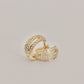 14K Solid Gold Three Row Open Huggie Earrings