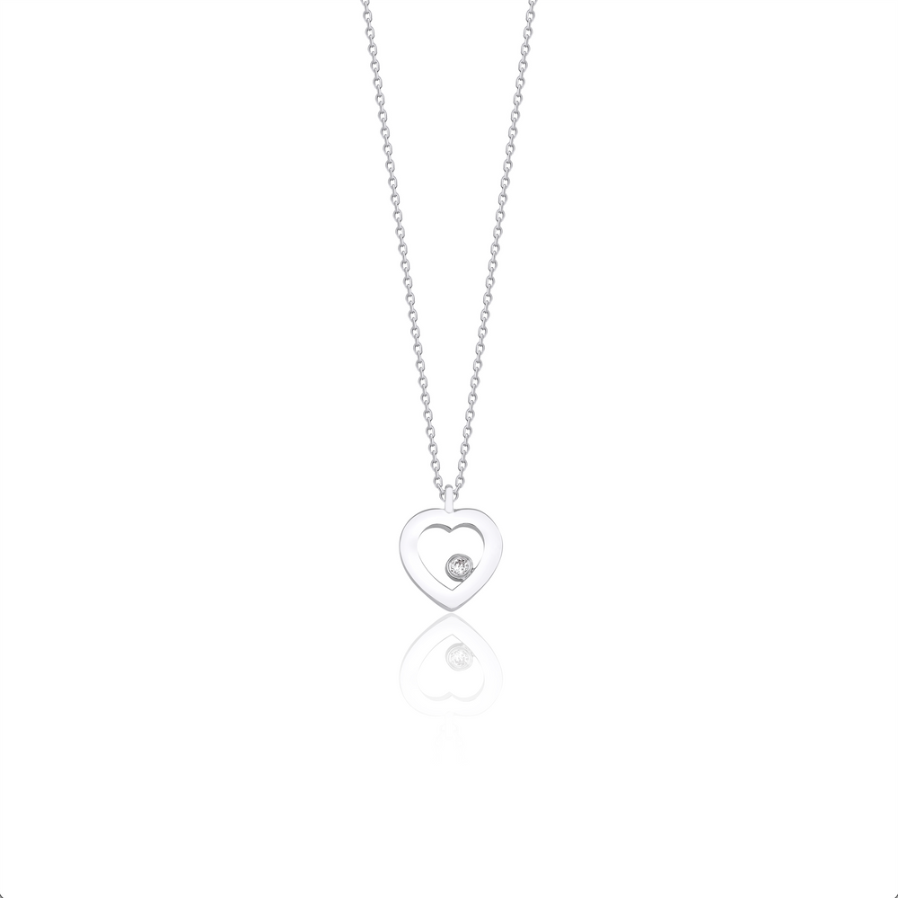 14K Solid Gold Heart's Glow Diamond Necklace