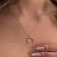 14K Solid Gold Crescent Half Moon Necklace