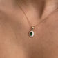 925 Sterling Silver Double Row Oval Emerald Necklace