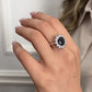 925 Sterling Silver Big Oval Blue Entourage Ring