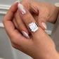 925 Sterling Silver Big White Baguette Ring